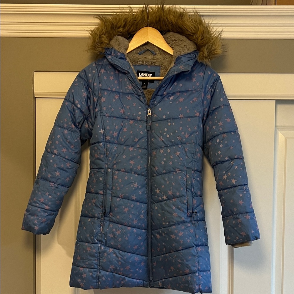 Lands' End Kids Blue Star Puffer Jacket
